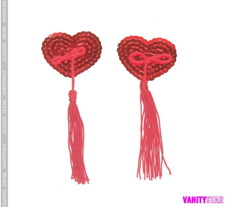 Copricapezzoli  paillettes rosse con nappa rossa