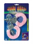 Manette con copripolsi in peluche  rosa
